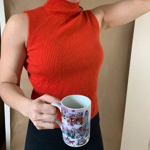 Cashmere Red/Orange Sleeveless Top